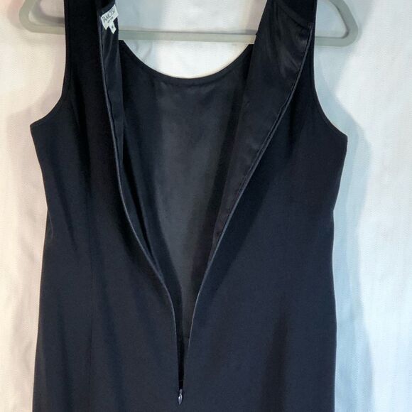 Tamotsu New York Crepe Navy Blue Crew Neck Sleeveless Sheath Dress M - Picture 7 of 9